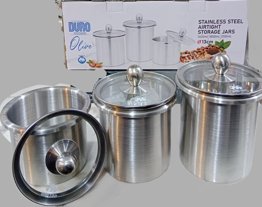 3 Pcs Stainless steel airtight storage jars