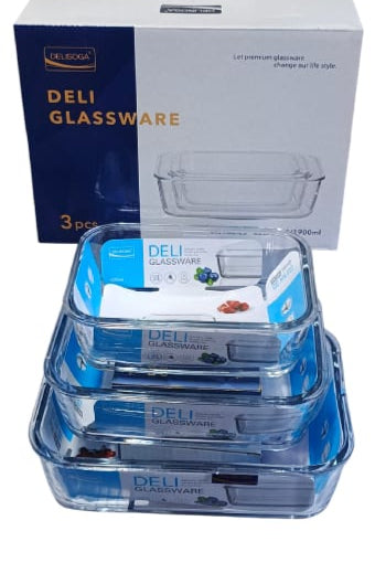 3 Pcs deli glass dish set