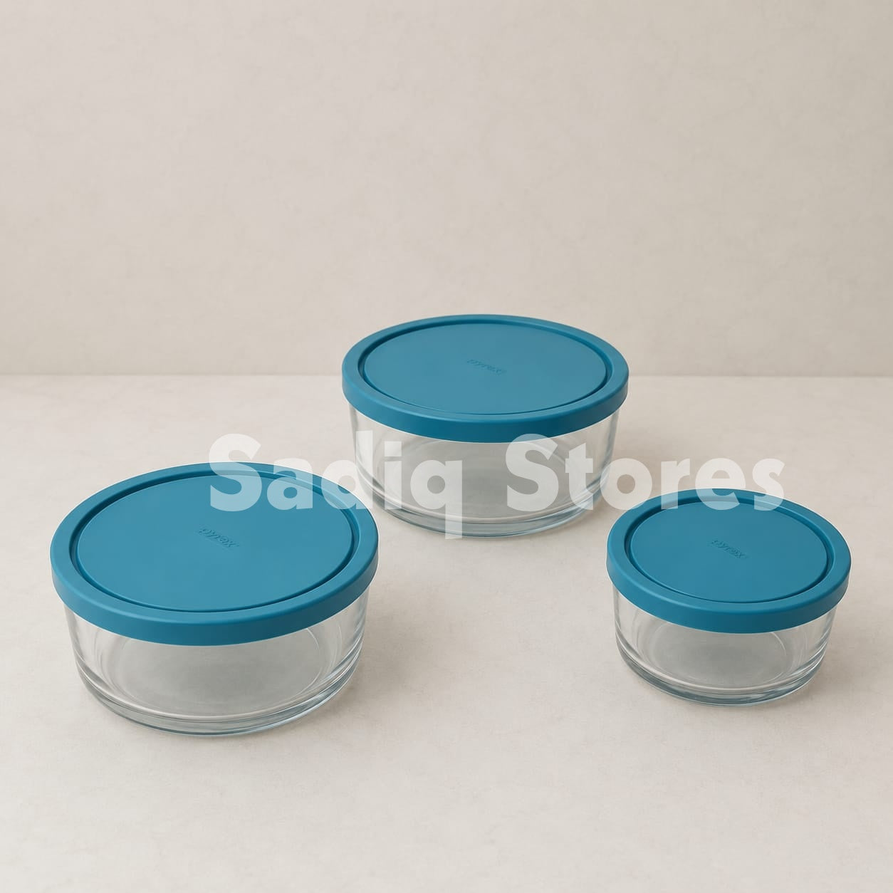 Set of 3 pcs microsave glass bowl set with silicone lid