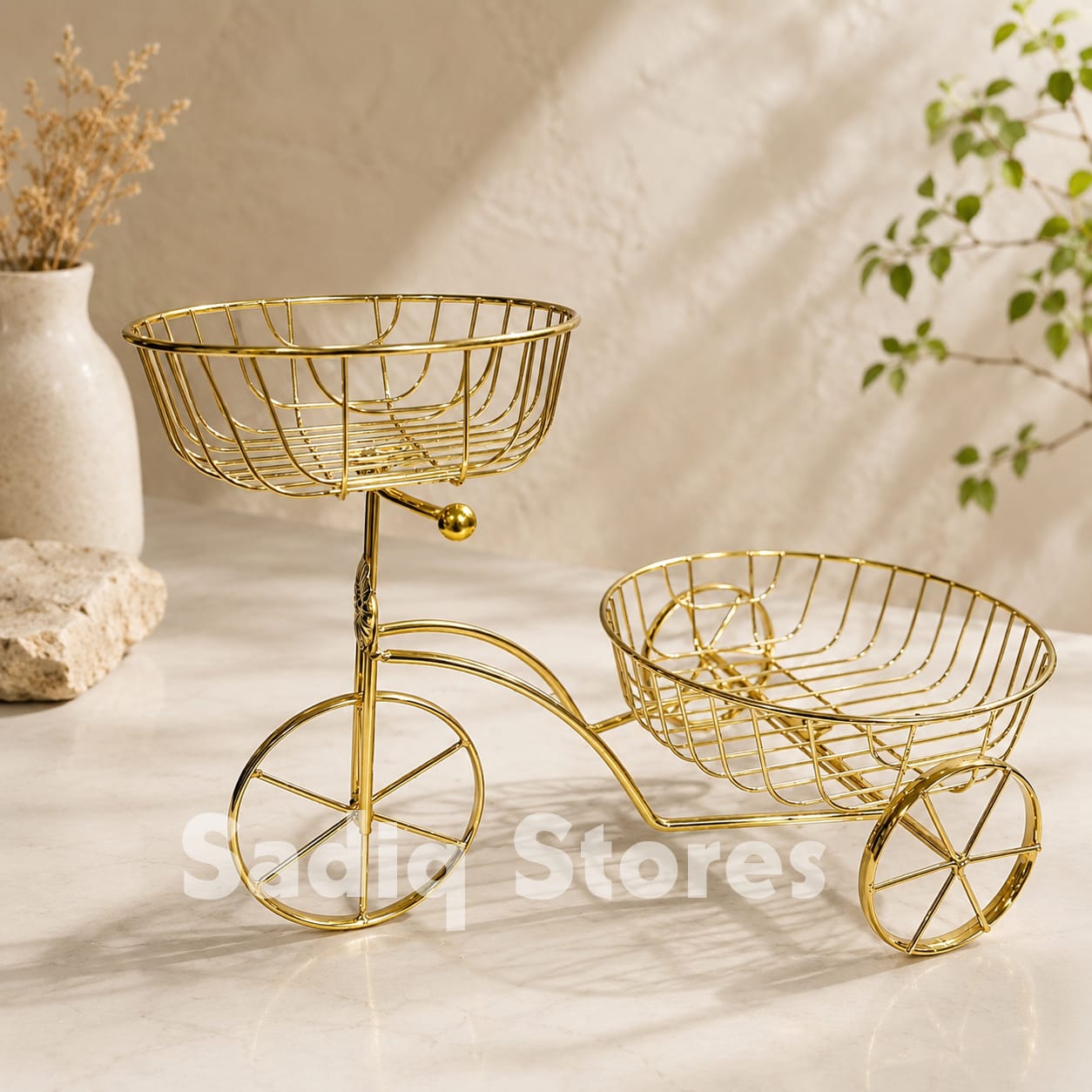 Golden tricycle design Fruit basket