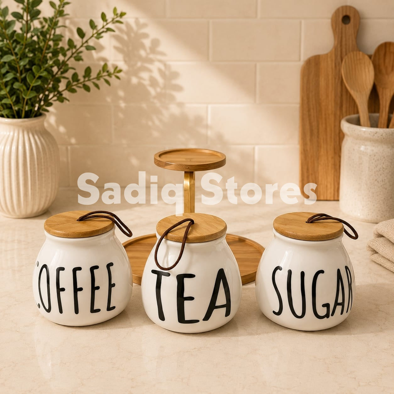 3 Pcs Sugar coffee tea jar with stand