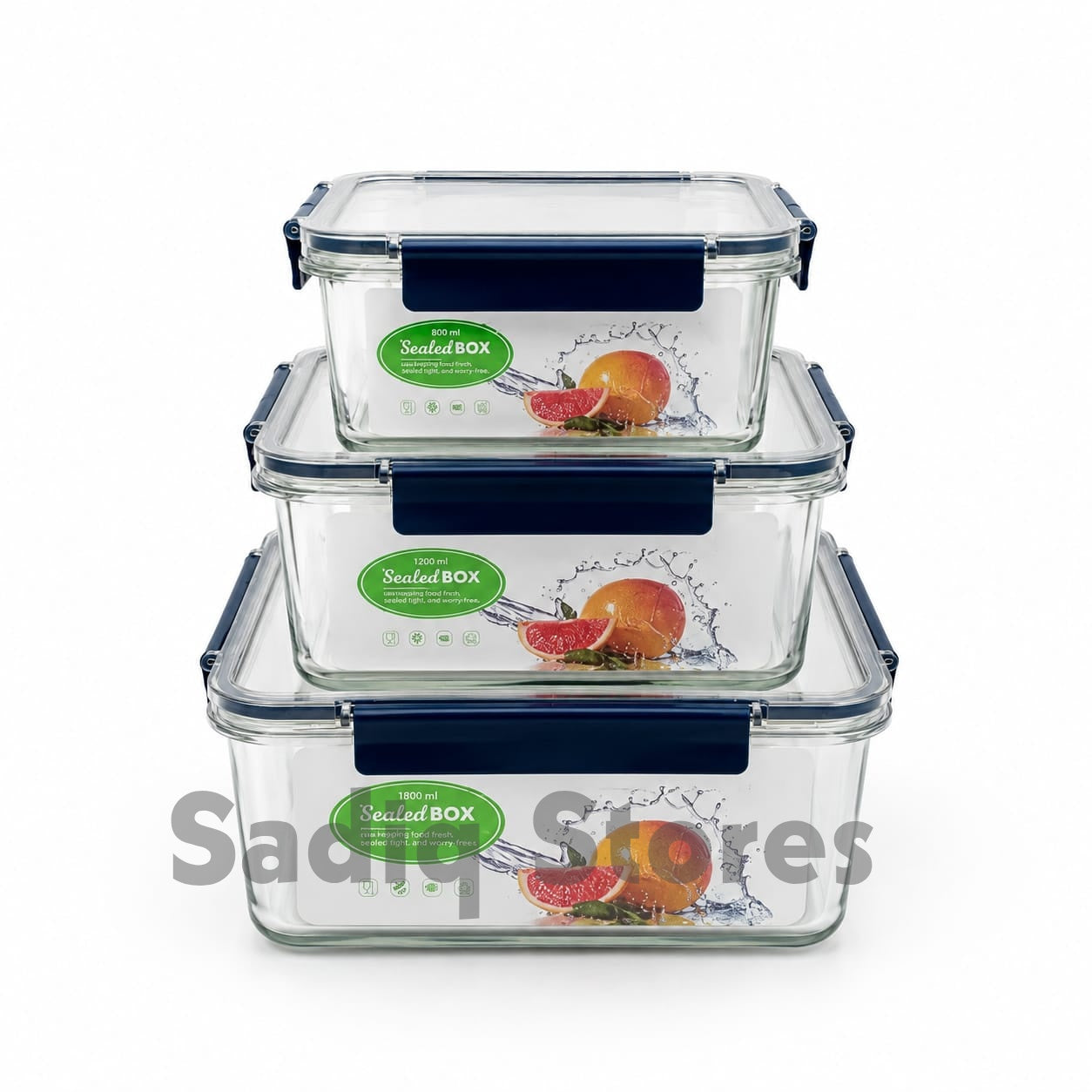 3 pcs airtight square acrylic bowl set
