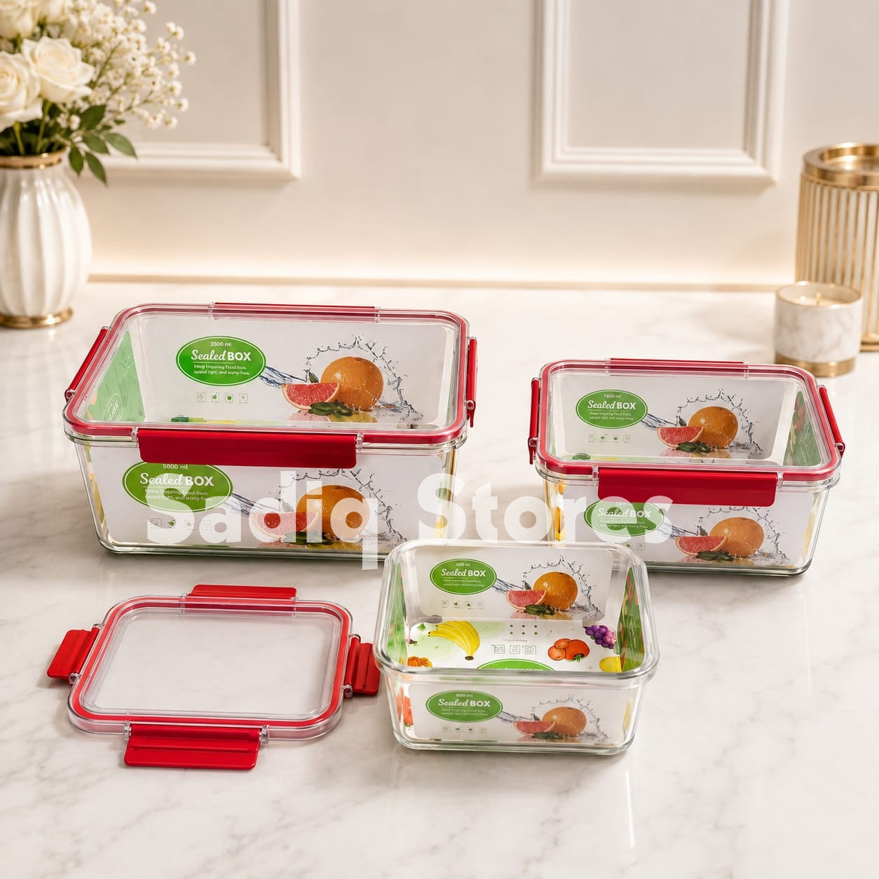 3 pcs airtight Rectangular acrylic storage boxes