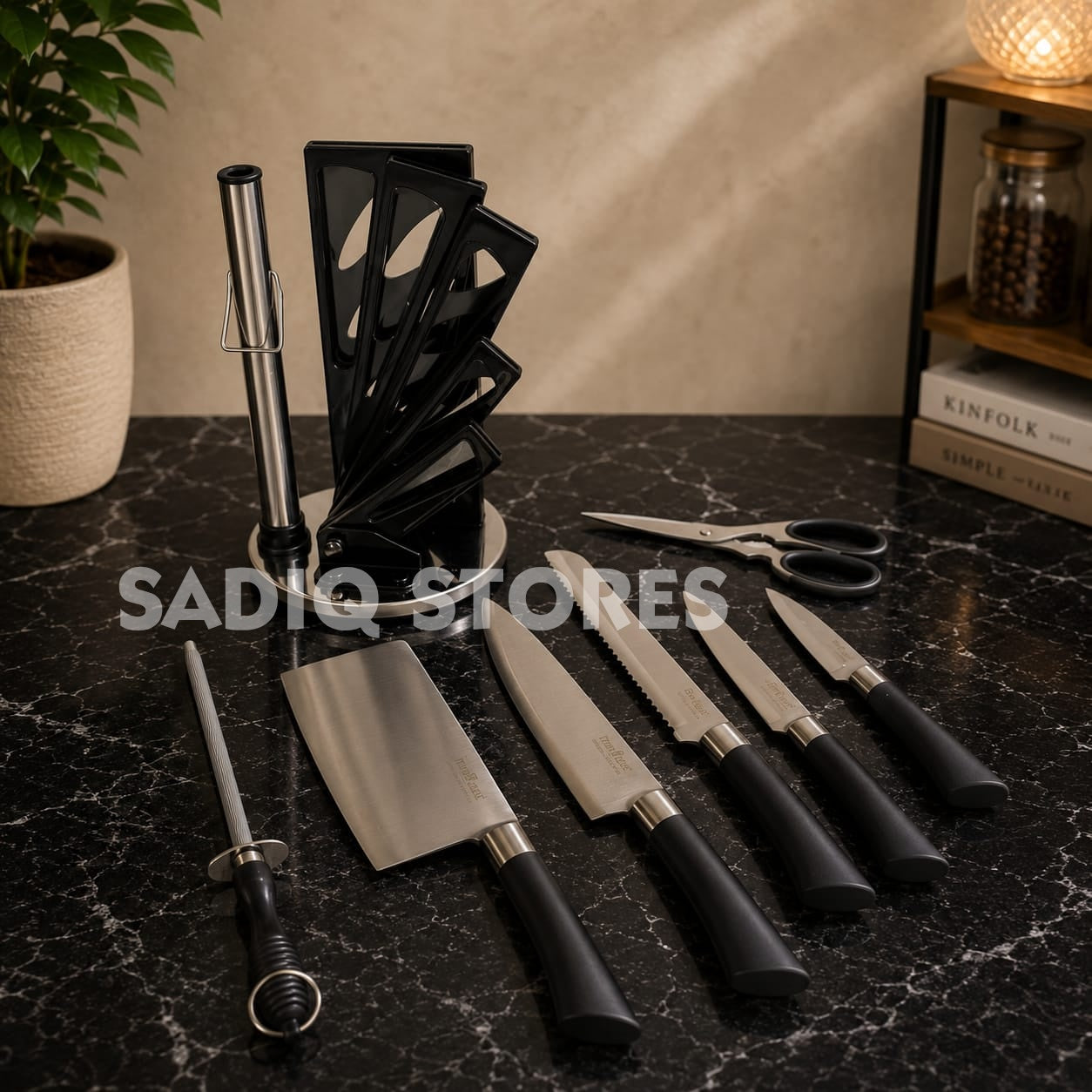 Revolving knife set with stand