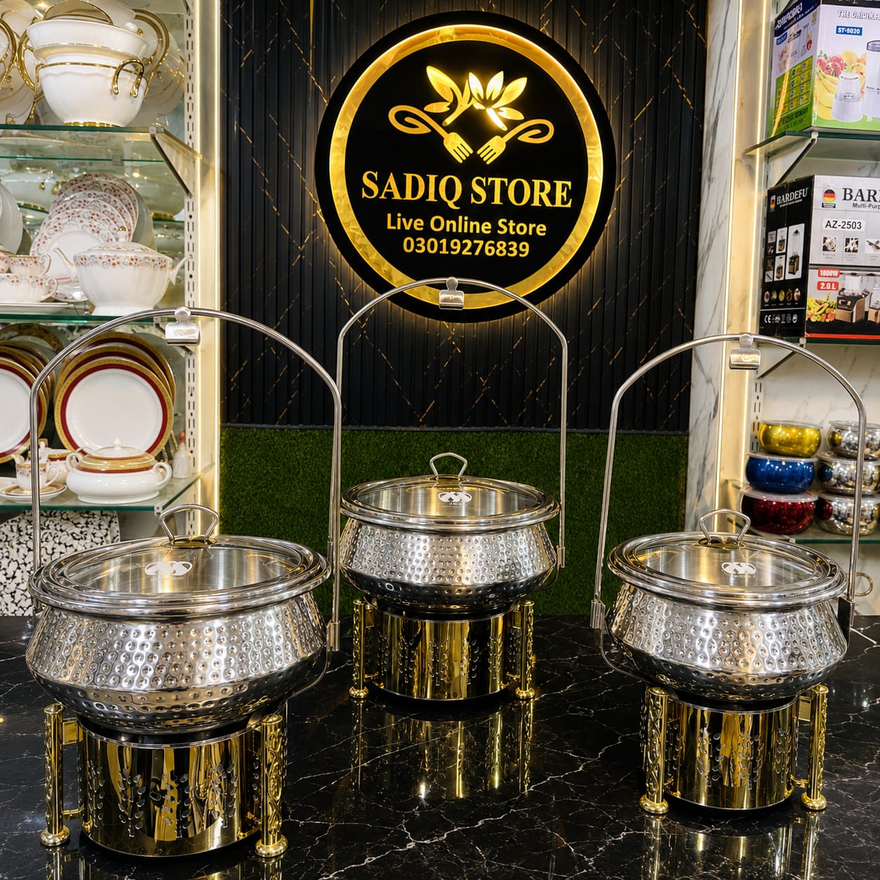 Handi Chafing dish with Burner stand buffet dish Stainless steel
