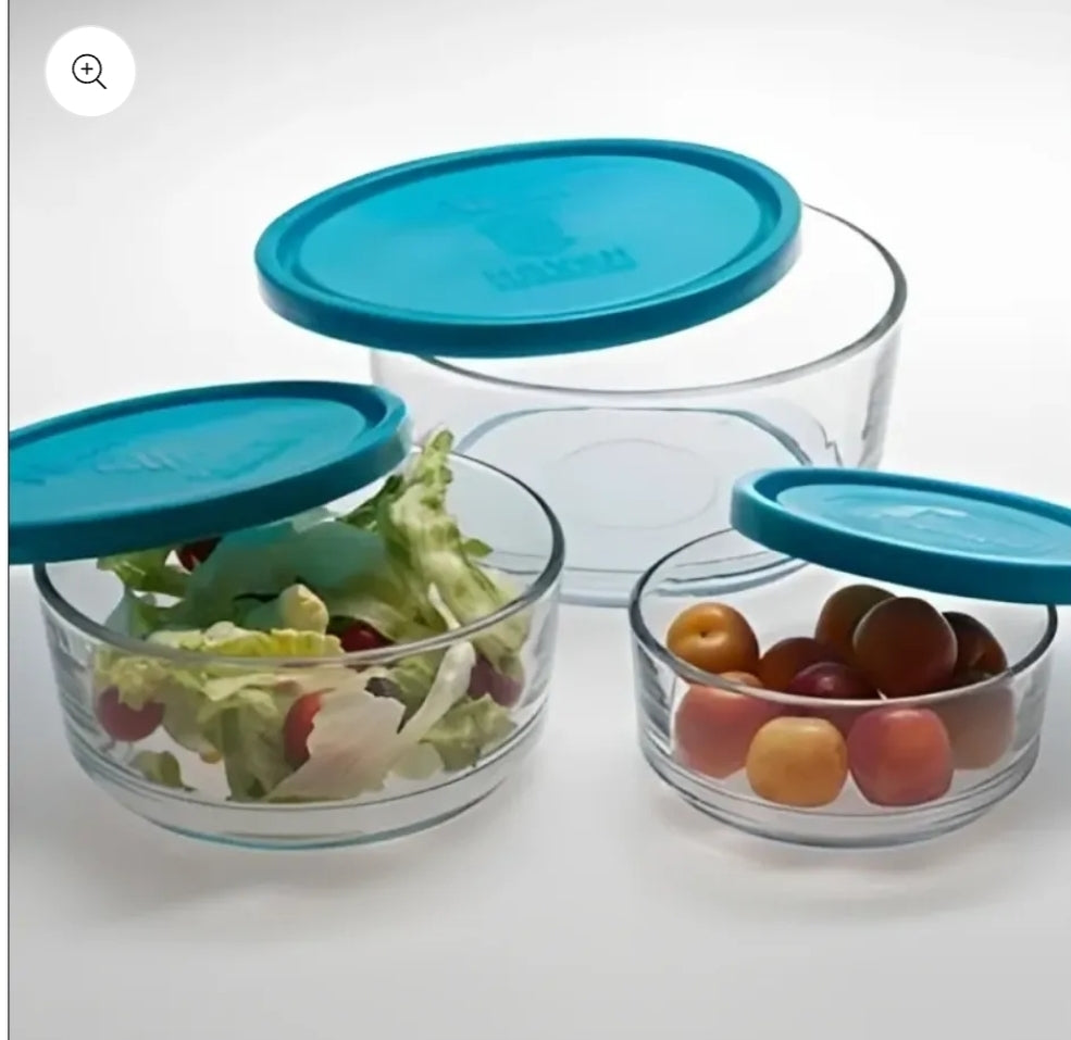 3 pcs glass bowl set with silicone lid