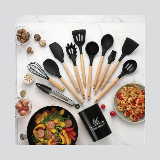 12 pcs Silicone Cooking Spoon Set With Stand