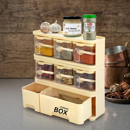 Spice Rack 6 pieces set with 2 storage box