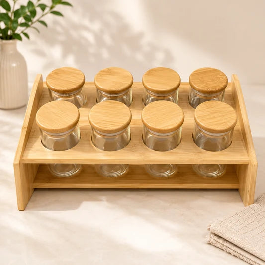 8Pcs Glass Jar Set with Stand