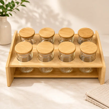 8Pcs Glass Jar Set with Stand