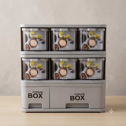 Spice Rack 6 pieces set with 2 storage box