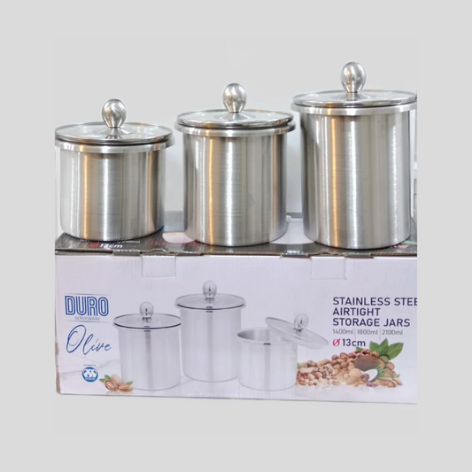 3 Pcs Stainless steel airtight storage jars
