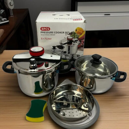 Imported Pressure Cooker with 2 pots 5 ltr & 7 ltr with steamer