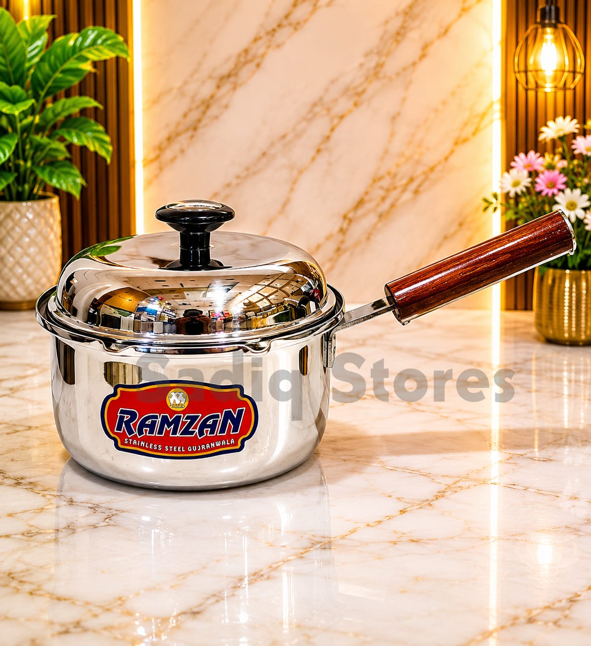 Stainless Steel souce pan wooden handle