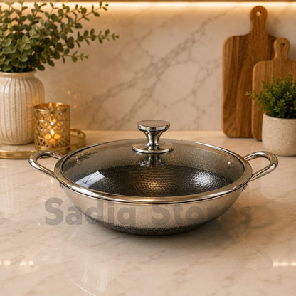 Double Sided Honeycomb Wok Stainless steel