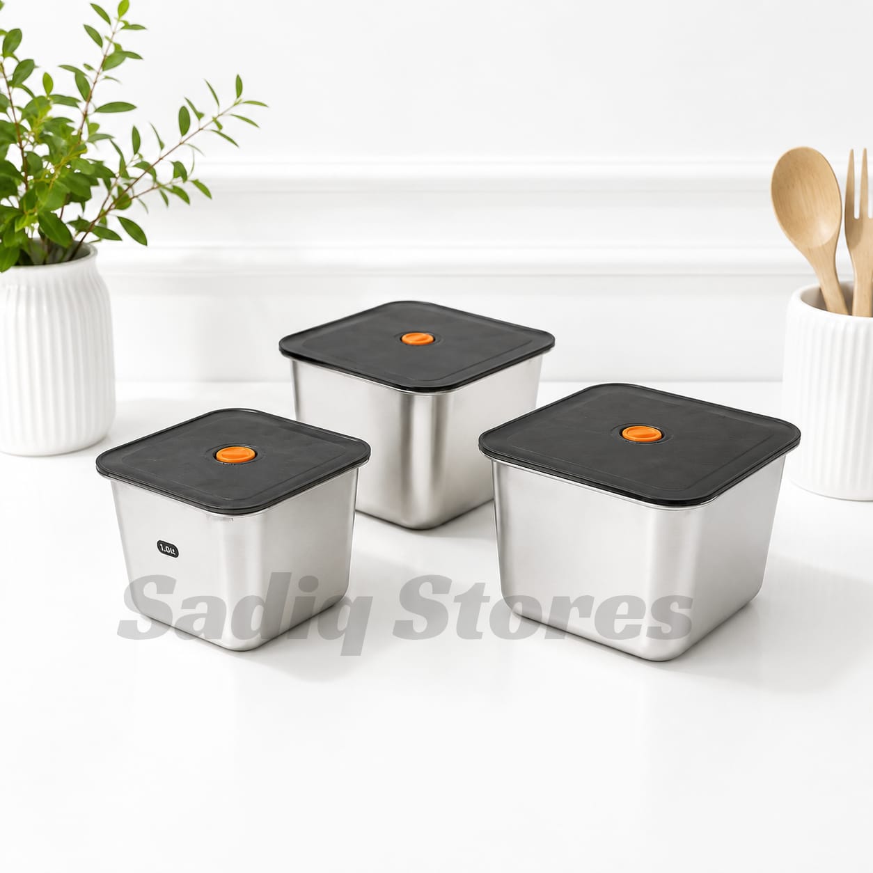 Imported Stainless steel square storage box 14/16/18