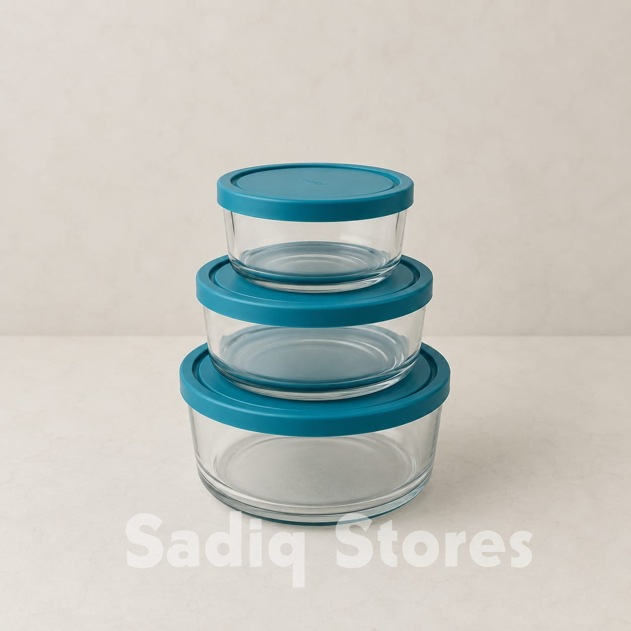 Set of 3 pcs microsave glass bowl set with silicone lid
