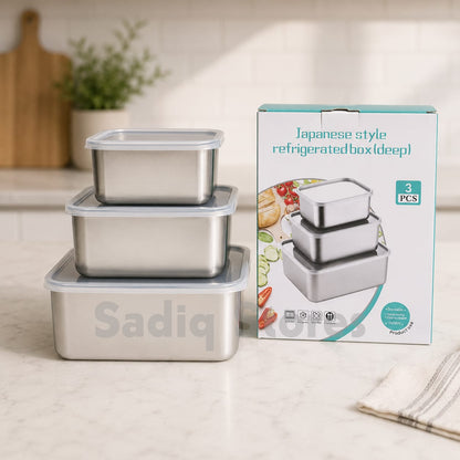 3 Pcs Stainless steel Rectangular storage box
