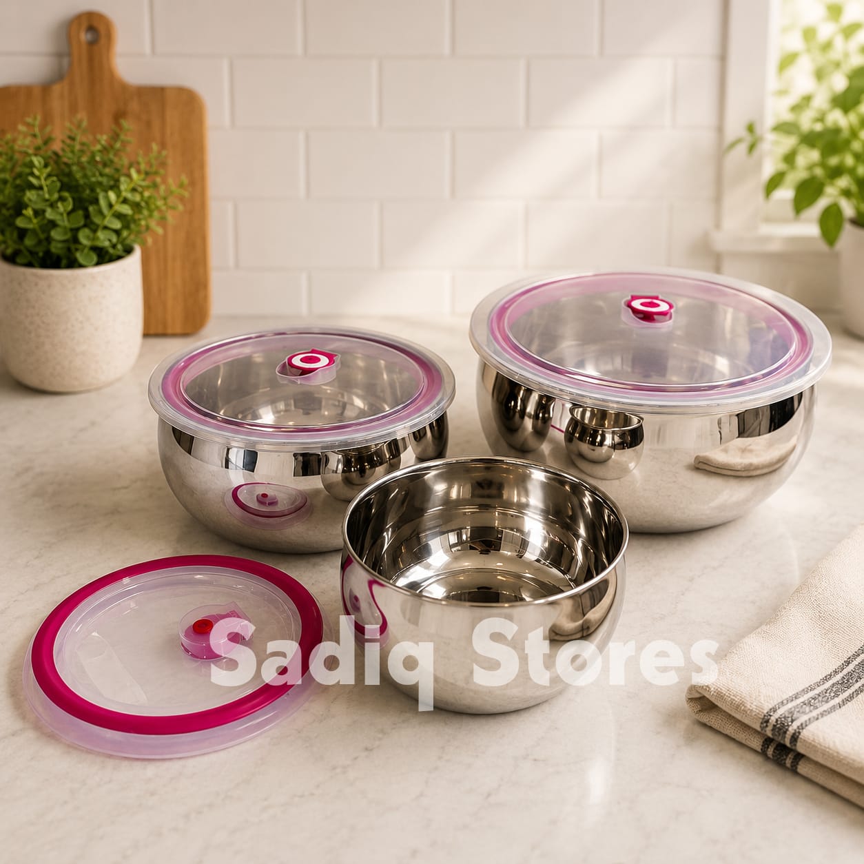 3 Pcs stainless steel airtight bowl set XXl size