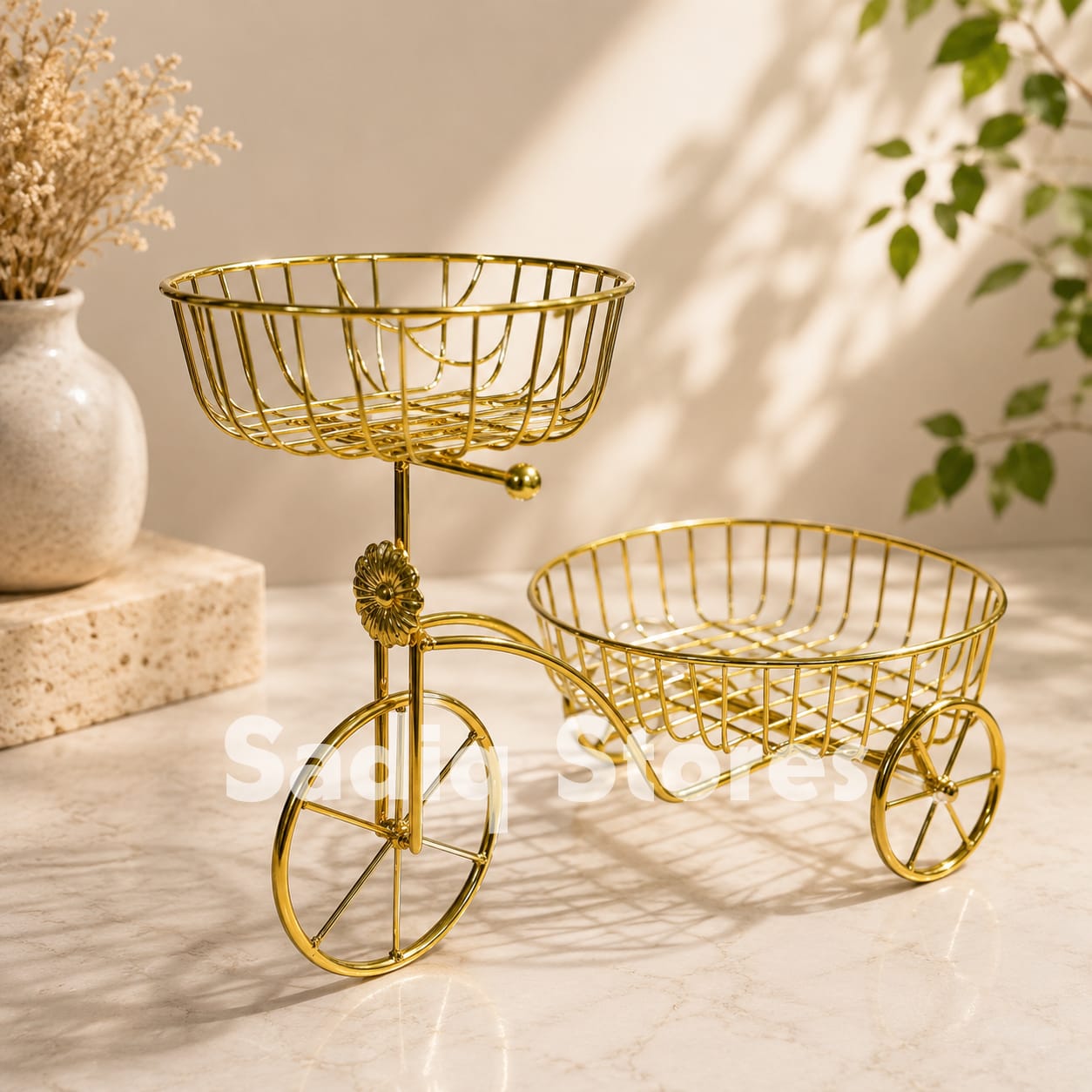 Golden tricycle design Fruit basket