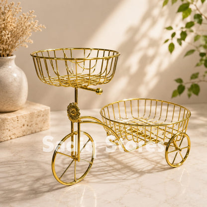 Golden tricycle design Fruit basket