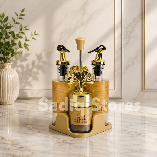 4 Pcs Condiment set/ Sirka set with stand