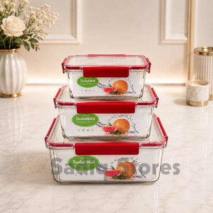 3 pcs airtight Rectangular acrylic storage boxes