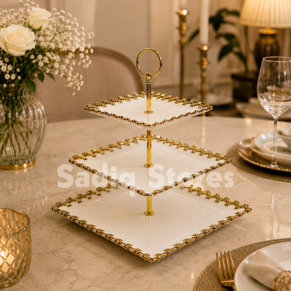 3 teir Golde cermic pastry tray
