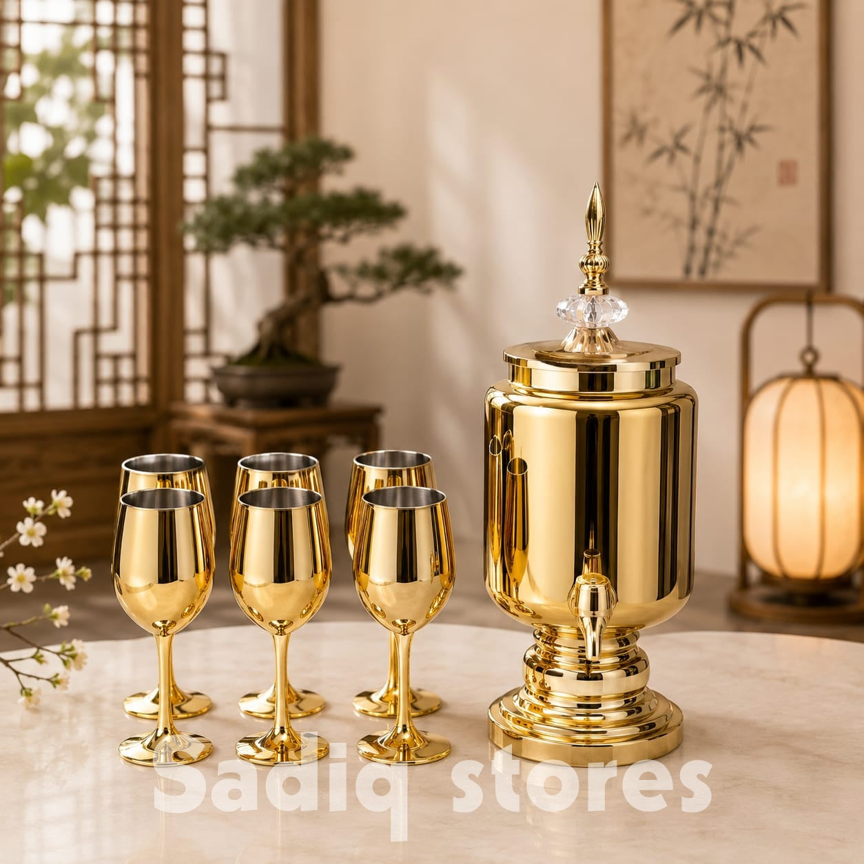 7 Pcs Golden dispenser water set
