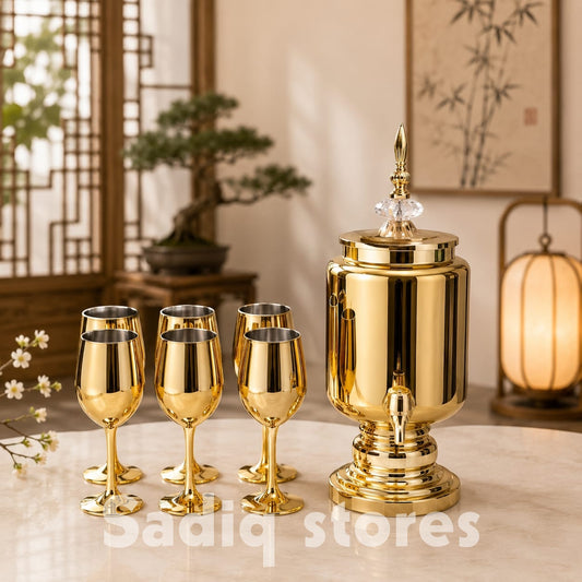 7 Pcs Golden dispenser water set
