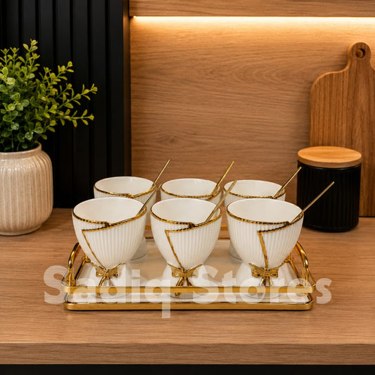 Ceramic Ice cream set with tray / Desert set