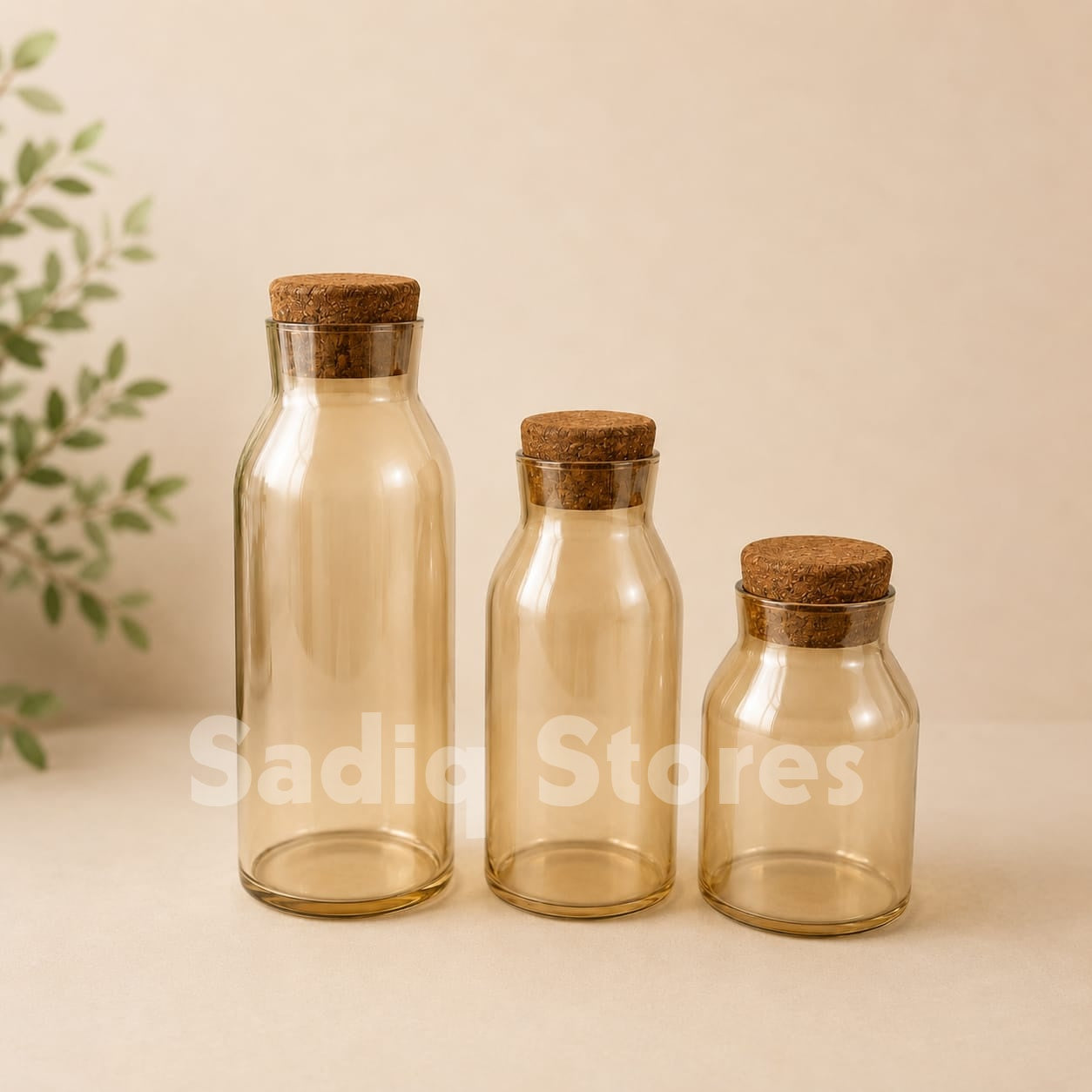 3 Pcs Bottle design glass jar set