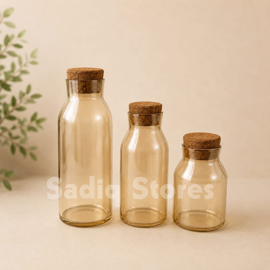 3 Pcs Bottle design glass jar set
