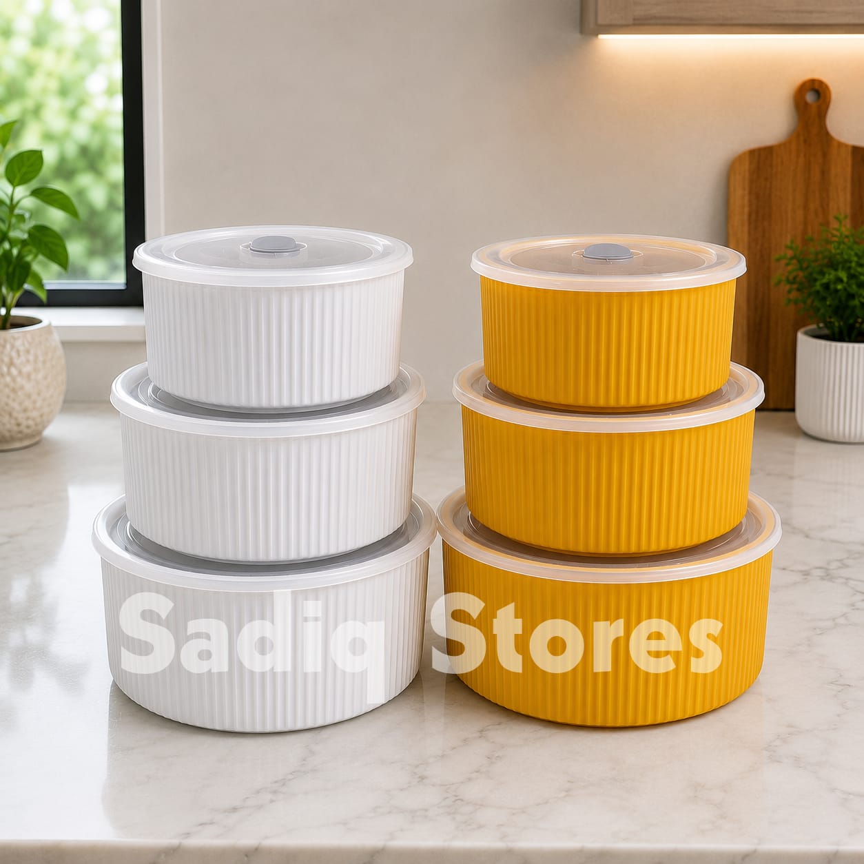 3 pcs ceramic bowl set lining design