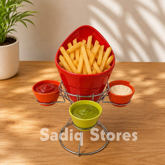 5 Pcs cermic fries holder with stand