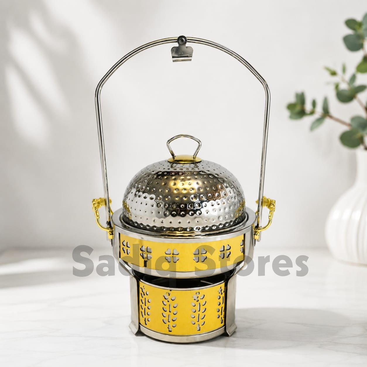 Chaffing dish golden food warmer with burner