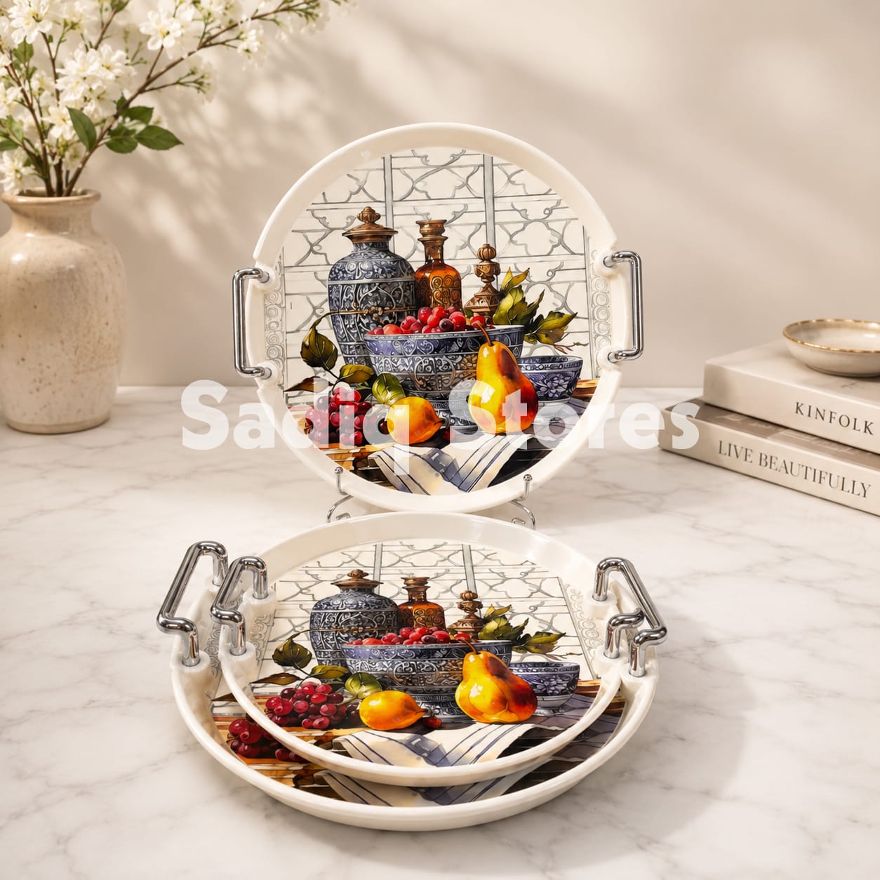Melamine Serving Tray Set Round  – 3pcs