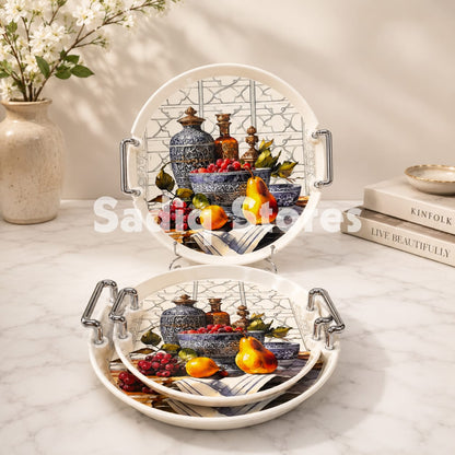Melamine Serving Tray Set Round  – 3pcs