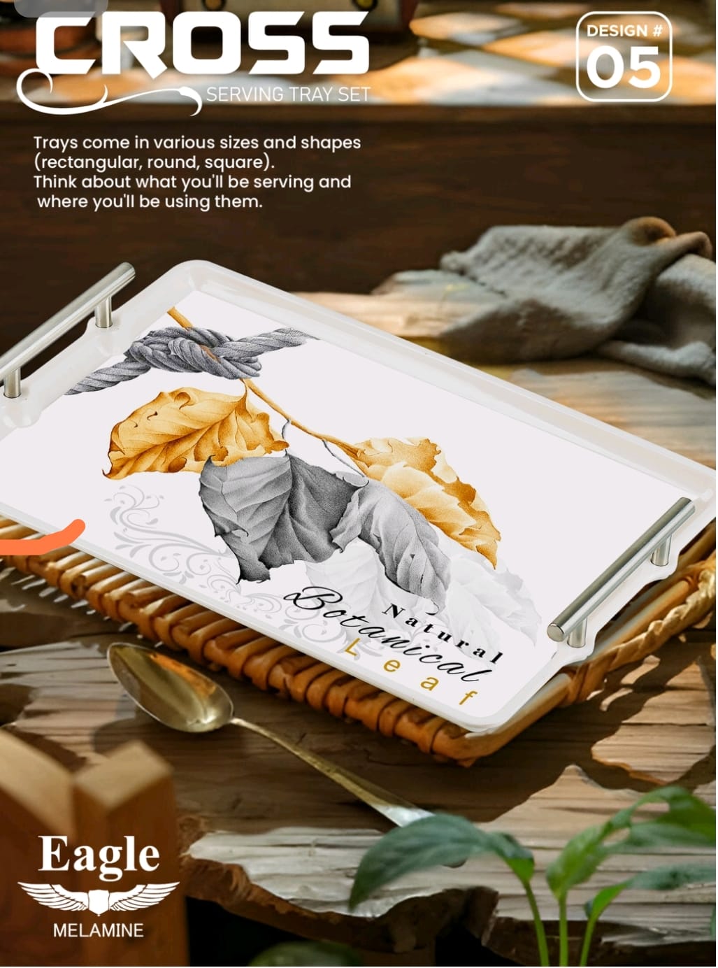 Melamine Serving Tray Set Rectangular – 3pcs