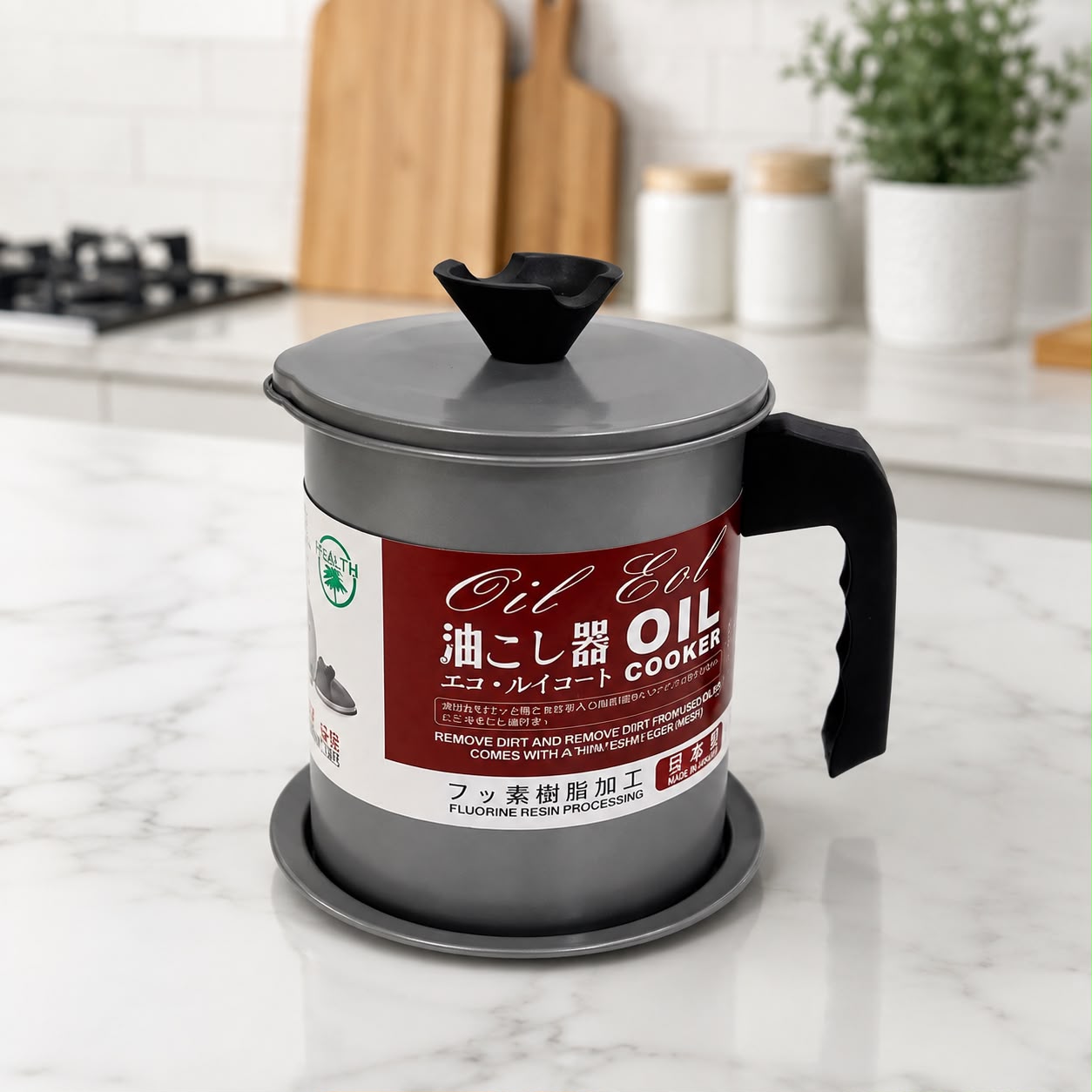 Oil Filter Pot Oil Strainer Pot Stainless Steel Grease Strainer Oil Storage Pot 1.7L