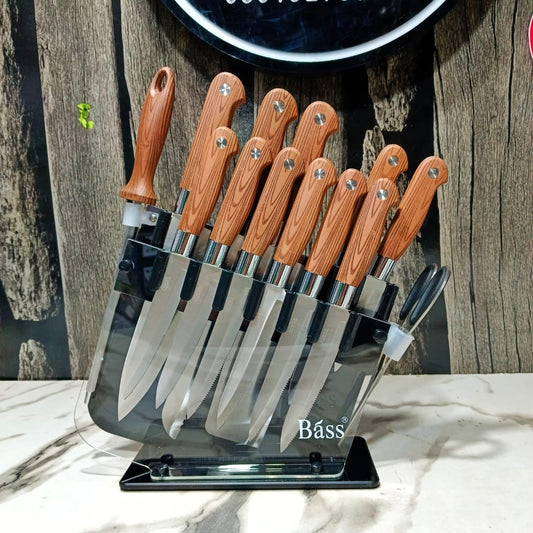 14 pc Bass Knife Set with Stand | Original Kitchen Knife Set