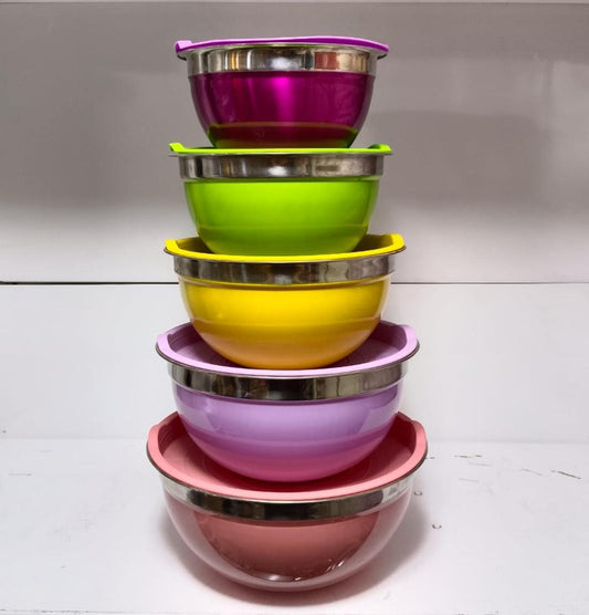 5 pcs Big Size Colorful Steel Bowl Set