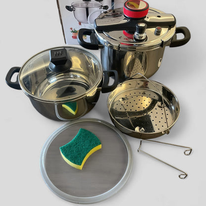 Imported Pressure Cooker with 2 pots 5 ltr & 7 ltr with steamer