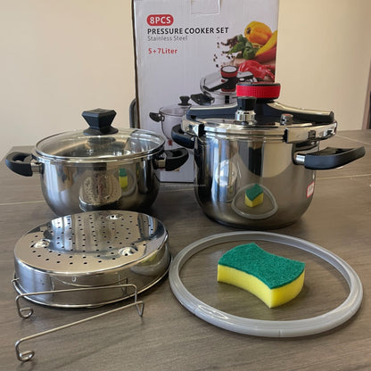 Imported Pressure Cooker with 2 pots 5 ltr & 7 ltr with steamer