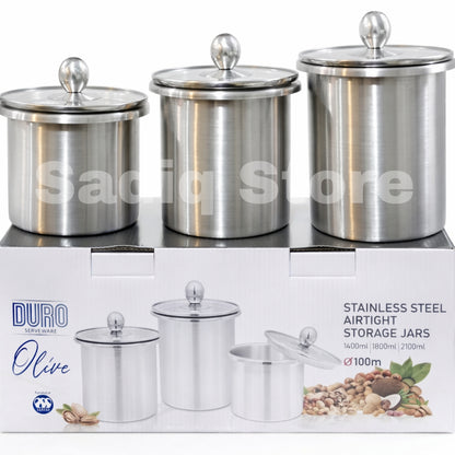 Stainless Steel airtight glass lid Set of 3 pcs jar set