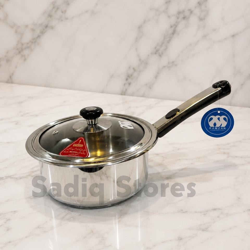 Souce pan Stainless Steel double bottom with glass lid