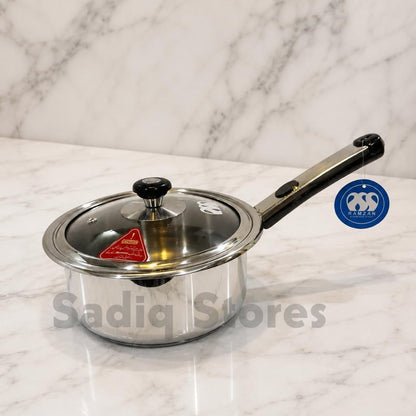 Souce pan Stainless Steel double bottom with glass lid