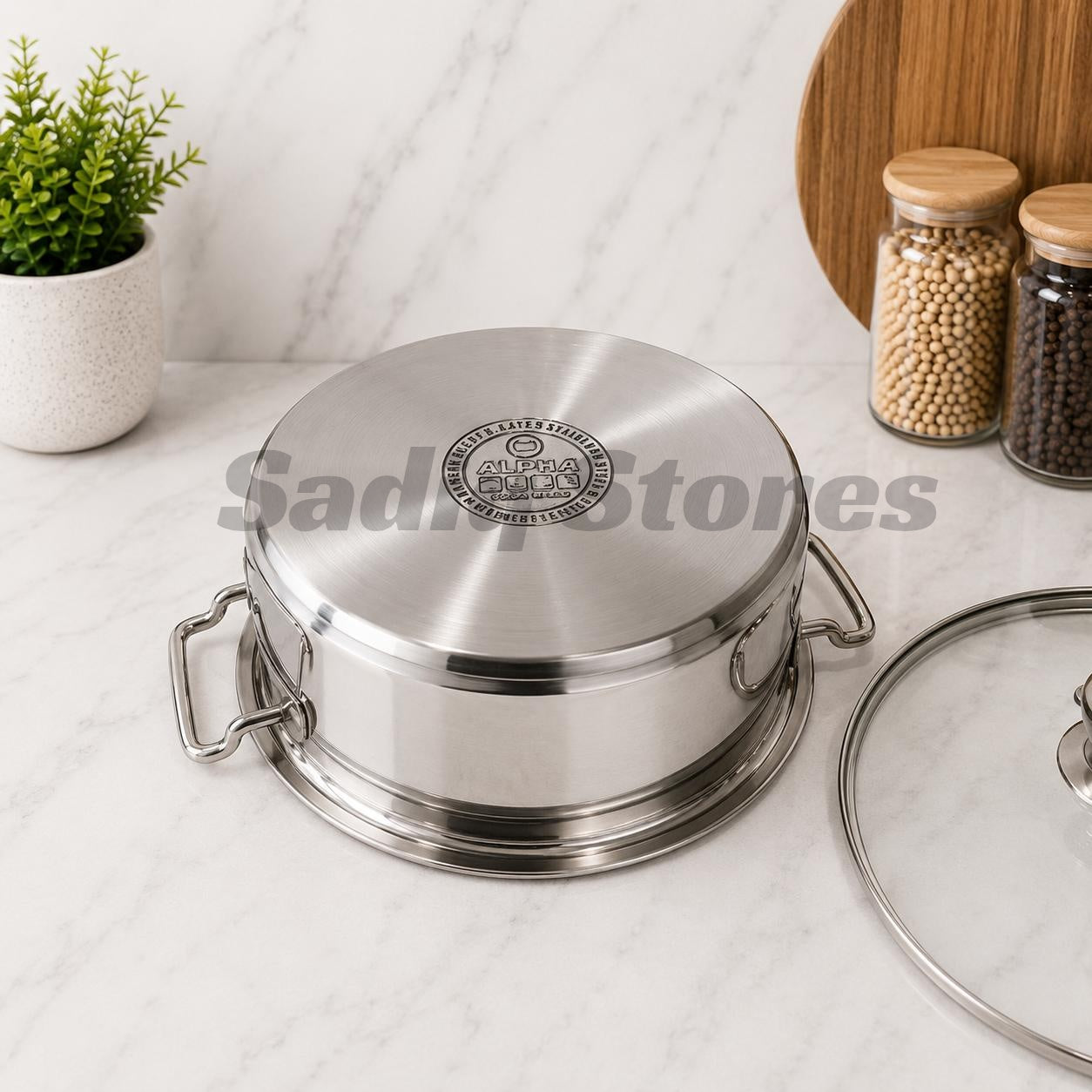 Stainless steel double Bottom pot / degchi with glass lid