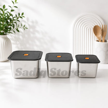 Imported Stainless steel square storage box 14/16/18