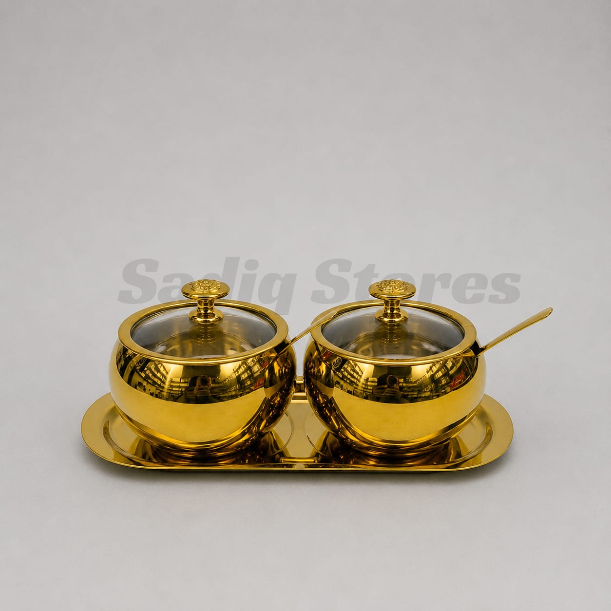 Set of 3 pcs Golden sugar pot set